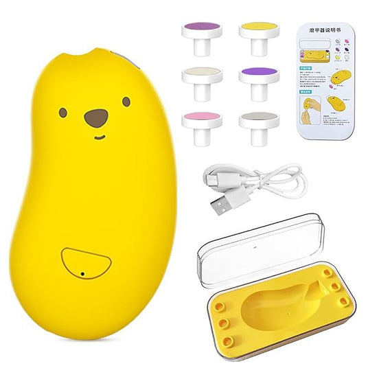Electric Nail Clipper, Baby Nail Grinder, Electric Nail File Drill for Baby with 6 Grinding Heads, USB Charging Safety Fingernail Trimmer, Lightweight and Portable (Yellow)