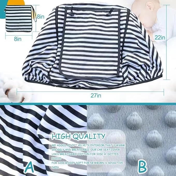 Car Seat Covers for Babies,Baby Car Seat Cover for Boys Girls,Windproof Infant Carseat Cover,Kick-Proof Car Seat Canopy with Breathable Mesh Peep Window,(Black)