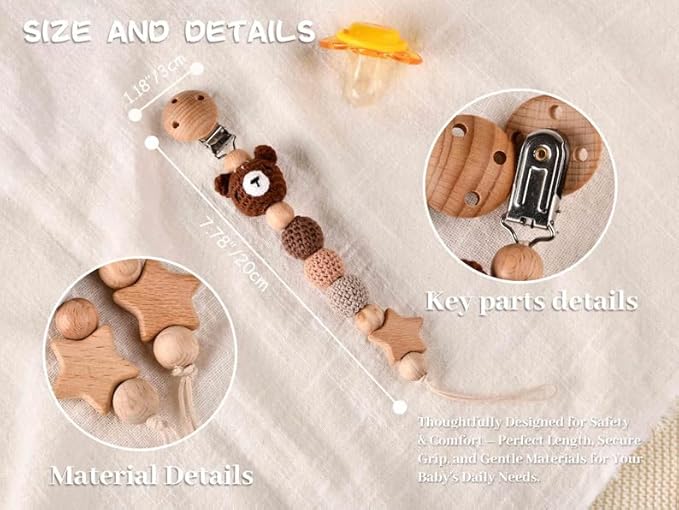 Personalized Baby Pacifier Clip with Cute Crocheted Animal,Custom Paci Holder with Engraved Name,Baby Shower Gift,Newborn Gift (style2)