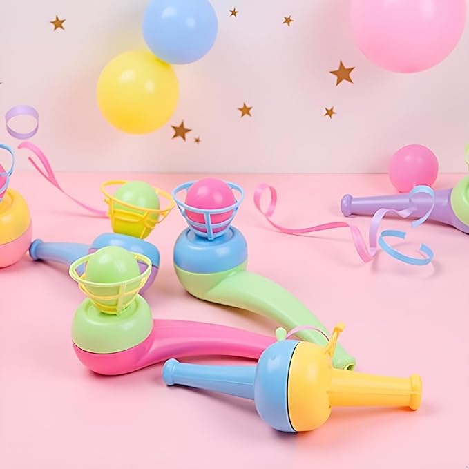 4Pcs Ball Blowing Floating Blow Pipe Balls, Floating Ball for Birthday PartyBalance Game (Random Color)