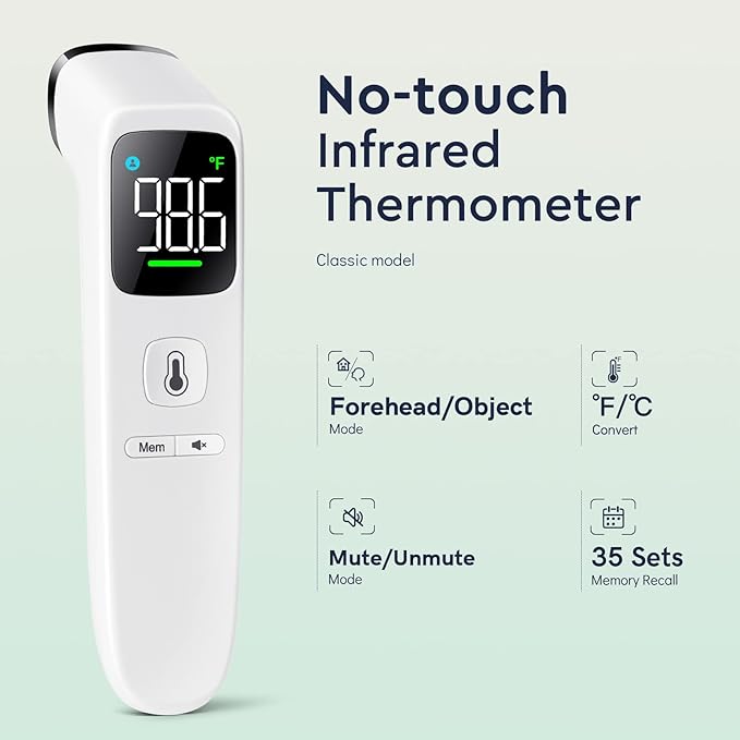 No-Touch Thermometer LCD White + LED White