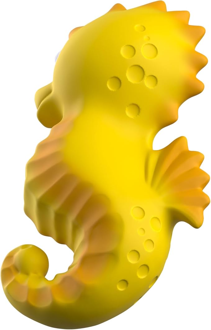 caaocho Pure Natural Rubber Bath Toy - Nalu The Seahorse - Hole Free Bath Toys, BPA Free Bath Toys for Infants, Without Holes Sealed Natural Rubber Baby Toy