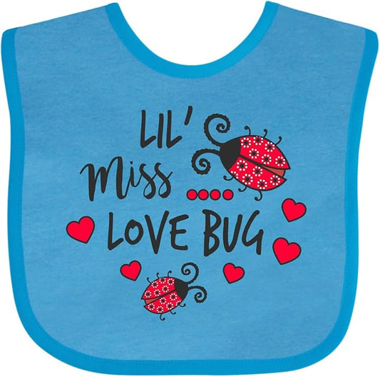 inktastic Lil Miss Love Bug with Lady Bug and Hearts Baby Bib