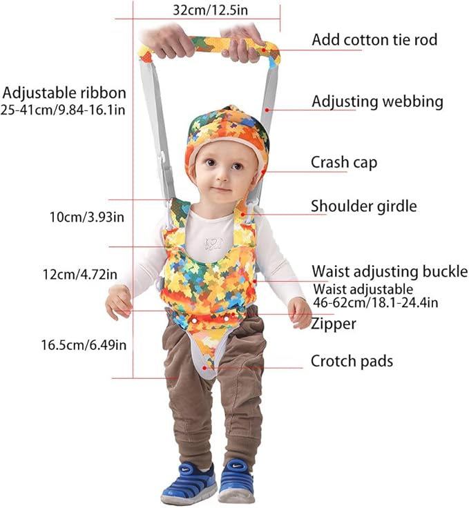 Eforcase Baby Walking Harness, Handheld Kids Walker Helper Walker Harness Assistant Belt with Baby Helmet for Crawling Walking Baby Head Protector for Baby Kids