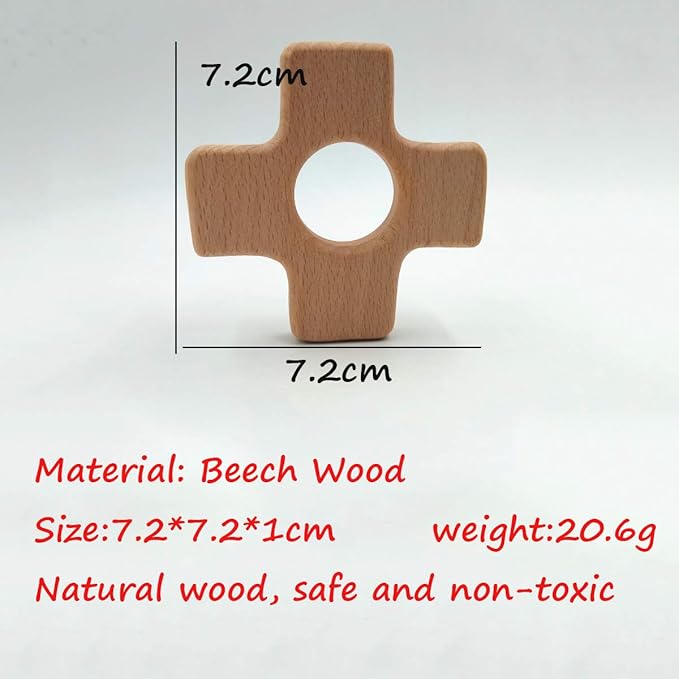 10pcs Natural Wooden Cross Montessori Toy Pendant Pure Natural Beech Wood Animal Plus Shape for Handmade Necklace/Bracelet Accessory (Cross 10pcs)