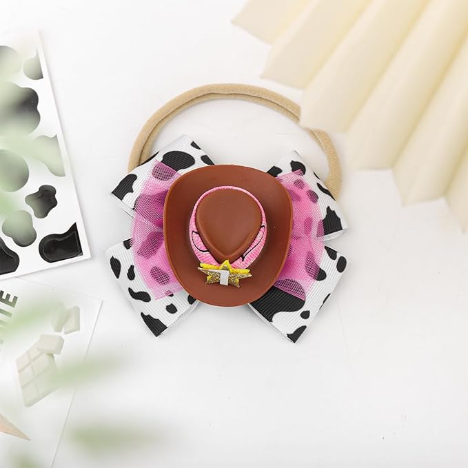 YanJie 3.5’’ Birthday Hair Bow for 1 Year Old Cowgirl Hat Bow Headbands for Girls Newborn Hair Accessories Rodeo Outfit for Girl Birthday Gifts