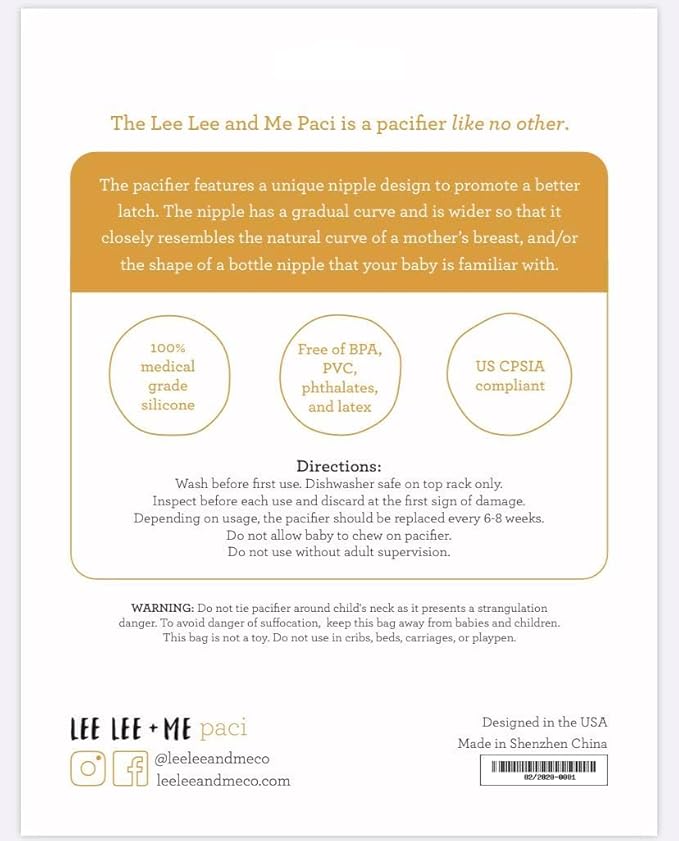 Lee Lee and Me Newborn Pacifier - Flo - 100% Medical Grade Silicone Paci - Breast-Like Nipple for Natural Latch - BPA-Free - Size 0-18 Months