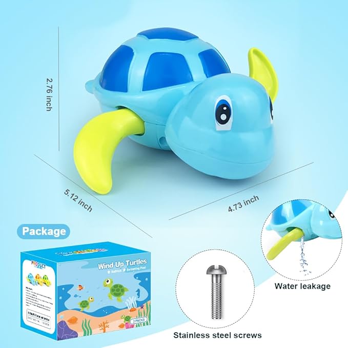 Bath Toys for Toddlers 1 2 3 4 5 Years Old,Pool Toys for Kids,Baby Funny Wind Up Swimming Turtle Bath Toy,Cute Floating Bathtub Water Toys,Gift for Preschool Child Boys Girls (3 Pcs)