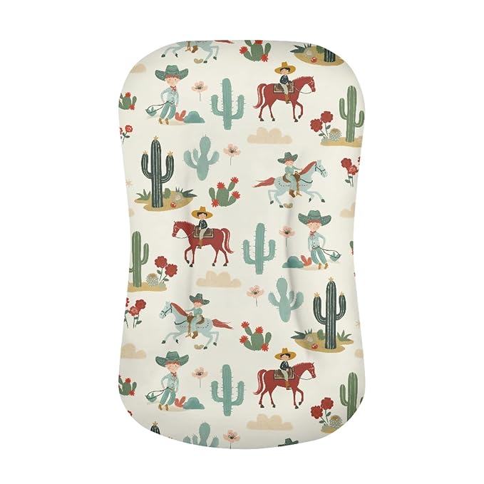 Western Cowboy Baby Lounger Cover Cactus Print Infant Newborn Lounger Covers 31.5'' x 21.3'' Soft and Breathable Baby Nest Slipcover for Boys Girls