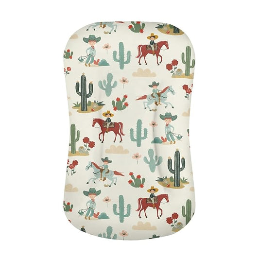 Western Cowboy Baby Lounger Cover Cactus Print Infant Newborn Lounger Covers 31.5'' x 21.3'' Soft and Breathable Baby Nest Slipcover for Boys Girls