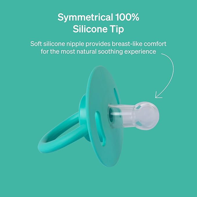 Symmetrical Pacifier by LoveNoobs, 4 Pack, Pacifiers 0-6 Months, Baby Starter Kit, Newborn Silicone Dummy, Orthodontic, Teething Soothers, Newborn Gift
