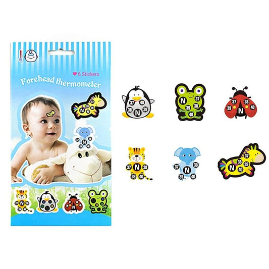 Stick-On Fever Cute Cartoon Forehead Fever Stickers Temperature Fever for Kids Baby Adults Home Supplies Fever Patches Animal Appearance Continuously Fever Temperature Monitoring