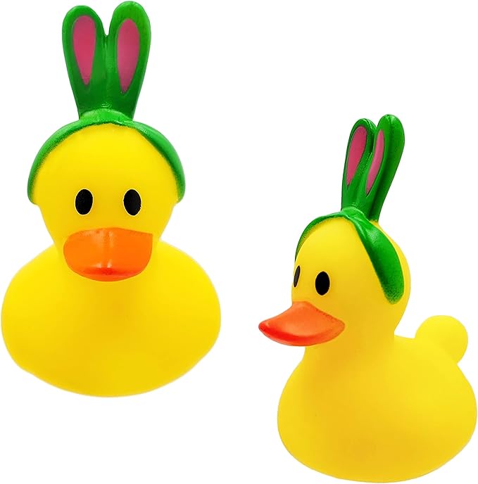 The Dreidel Company Happy Easter Rubber Duck Toy Bunny Rabbit Duckies for Kids Easter Eggs, Bath Birthday Gifts Baby Showers Summer Beach and Pool Activity, 2" (400-Pack)