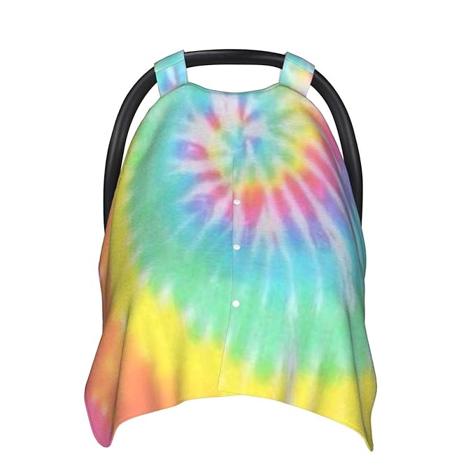 Tie Dye Baby Car Seat Canopy Cover 39x27.5 Inches Multi Use Nursing Cover for Newborn Car Seat Canopy Mom Nursing Breastfeeding Covers Newborn Shower Gifts