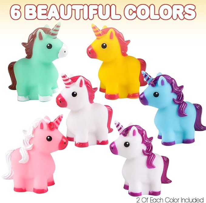 ArtCreativity Unicorn Rubber Toys for Kids - Pack of 12 - Unicorn Birthday Party Favors and Supplies, 2 Inch Floating Bath and Pool Water Toys for Girls, Cute Goodie Bag Fillers, Assorted Colors