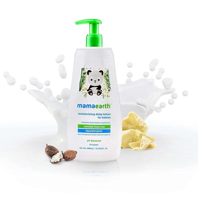 Mamaearth Daily Moisturizing Baby Body Lotion | Skin Nourishment with Shea Butter & Jojoba Oil | Gentle Formula for Delicate Skin of Babies | 13.53 Fl Oz (400ml)