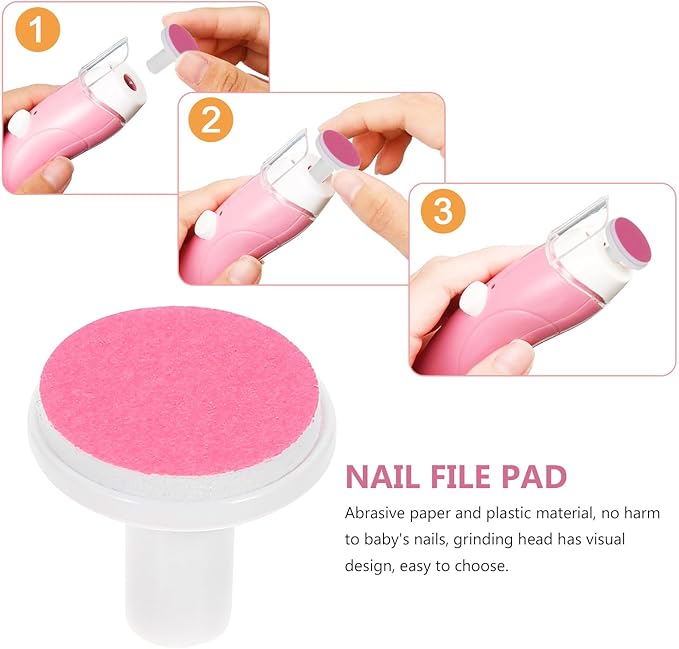 POPETPOP Baby Nail File Replacement Pads 12Pcs Electric Nail Grinding Heads for Infant Trimmer Safe and Gentle Care Accessories 0.71X0.71X0.71In