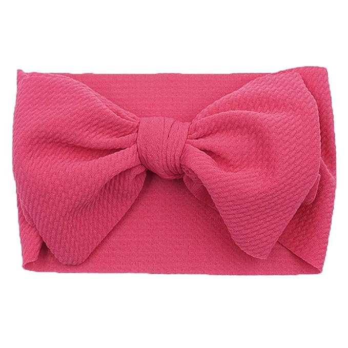 KIDOCHEESE Big Bows Hairbands, 10 Pack - Soft Nylon Hairband with Large Bows for Baby Girls, Newborn Infant Toddlers Kids, Ideal for Securing Hair - Perfect