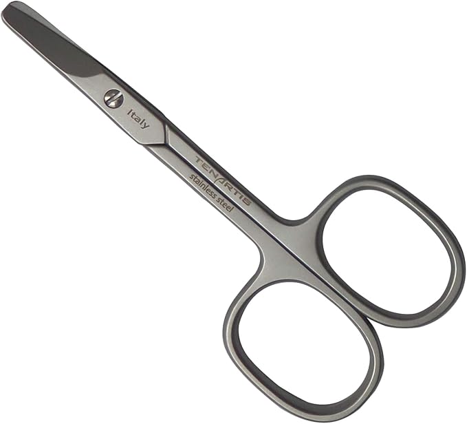 Tenartis Baby Nail Scissors with Curved Blades and Round Safety Tips - Made in Italy (3.5", Stainless)