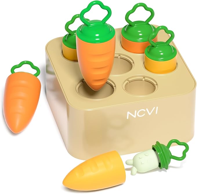 NCVI Baby Carrot Bunny Picking Toy for Harvest Games, Food-Grade Silicone Montessori Educational Carrot Pulling Sorting Toy for Toddler 6 Months+, Christmas Easter Gift Basket Stuffers Fillers