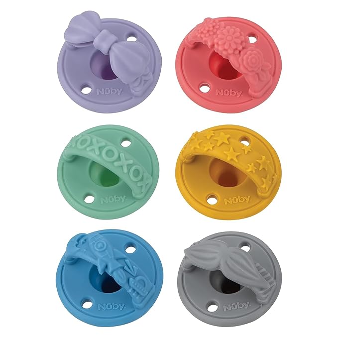 Nuby 2 Pack Silicone Pacifier with Natural Cherry Shaped Nipple - 0+ Months, 2 Pack, Colors May Vary