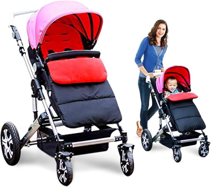 Universal Waterproof Baby Stroller Footmuff, Warm Winter Baby Bunting Stroller Cover with Dual Zipper, 3-Season Toddler Stroller Blanket for Cold Weather, Fit Infants Toddlers, Stroller(Red)