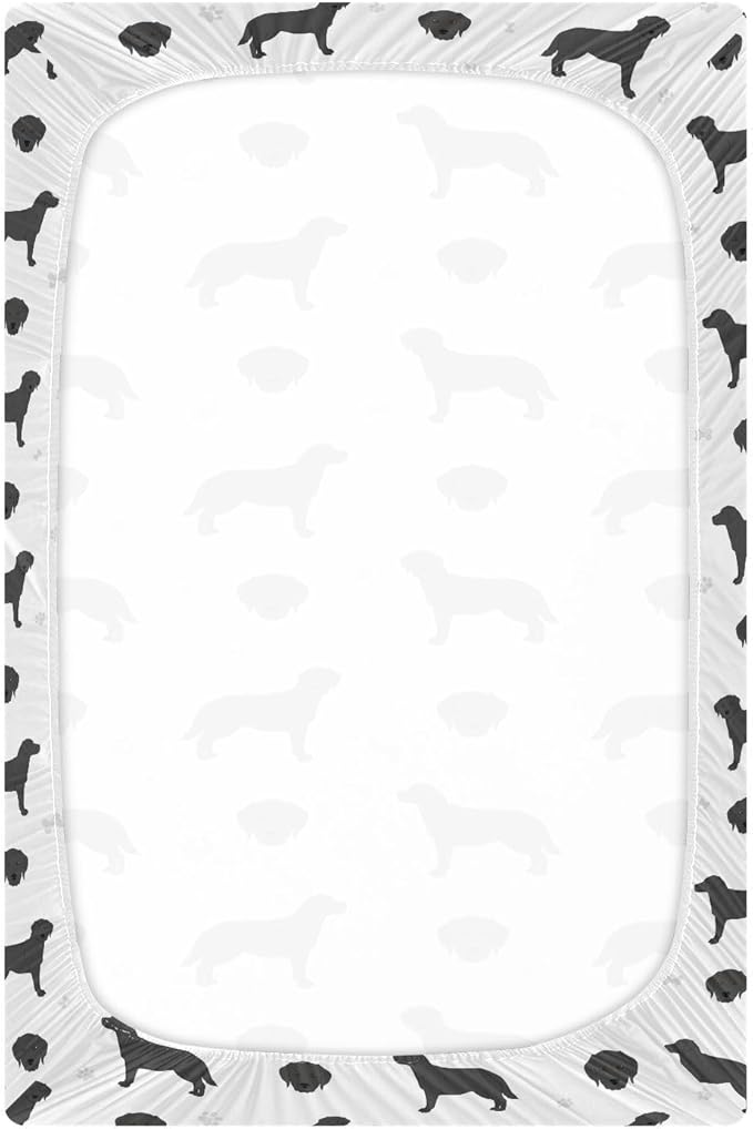 Fitted Crib Sheets Labrador Retriever Dogs Stretchy Portable Playard Sheets for Baby Toddler, Breathable Soft Mini Crib Mattress 52 x 28 in for Boys and Girls