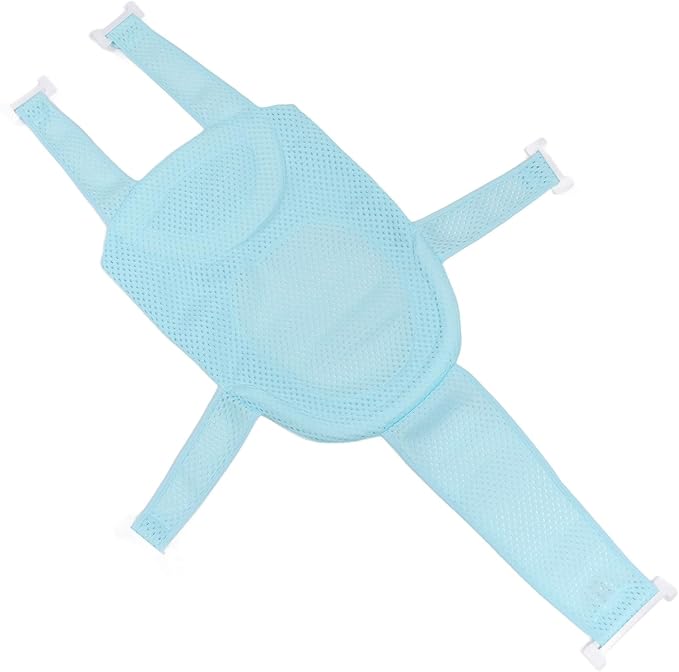 Baby Bath Seat Support Non Slip Universal Detachable Net Bathtub Sling Shower Mesh (Light Blue)