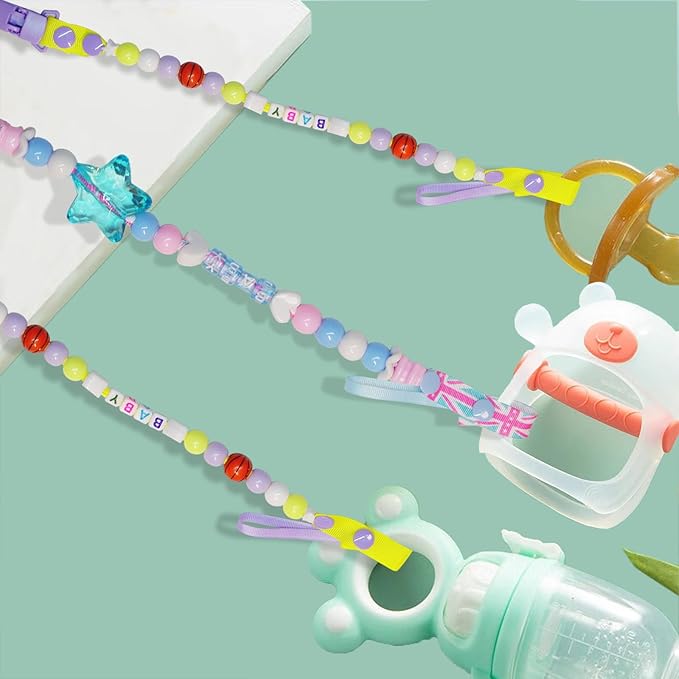 Pacifier Clip Holder Baby Girls and Boys,Neutral Binky Clips with One-piece Design for Baby Shower -2 Packs