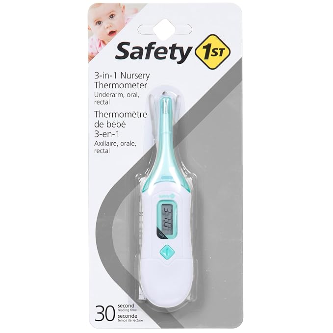 Safety 1st 3-in-1 Nursery Thermometer, Analog & Easy Grip Brush and Comb, Colors May Vary