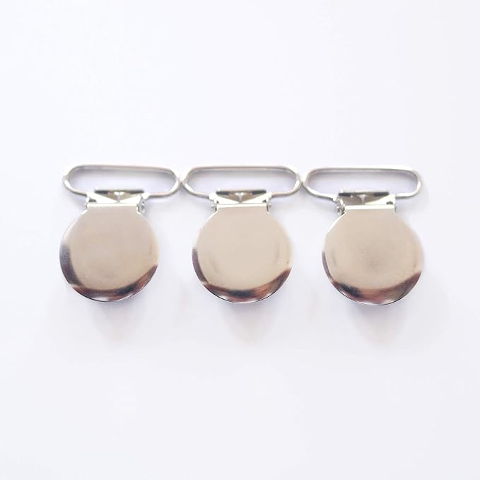 1" Pacifier Suspender Clips, Pacifier Clips with Plastic Teeth Insert to Protect Fabric Perfect for Crafts Making Pacifier Holders/Bib/Dummy Holder Clip Silver (20pcs)