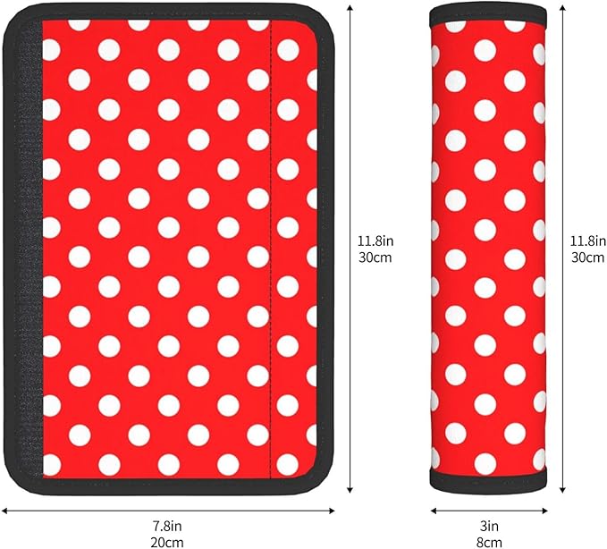 Red White Polka Dot Seat Belt Cover Fits Cars Trucks SUV Sedans Air Permeability Car Seatbelt Strap Cover, Auto Interior Accessories Protector