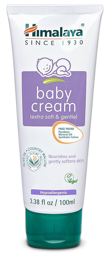Himalaya Extra Soft & Gentle Baby Cream with Olive Oil and Country Mallow, Free From Parabens, Mineral Oil and Synthetic Colors, Dermatologist Tested, 3.38 oz (100 ml) 3 PACK