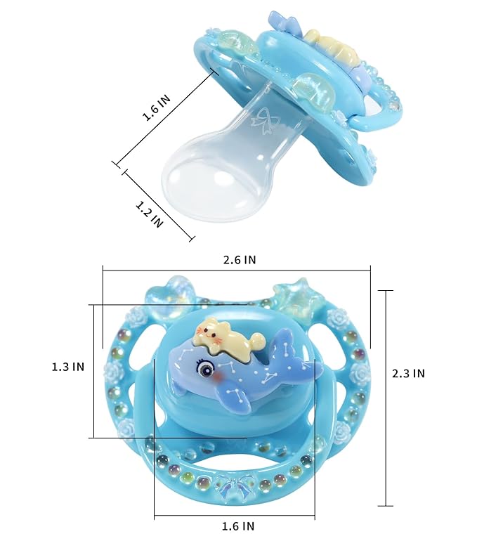 CutiePlusU Adult Sized Pacifier Dummy DIY Handmade Big Shield- Blue