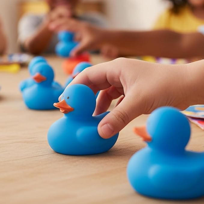 Fun Express Rubber 2" Solid Color Duckies - 12 Ducks (Blue)