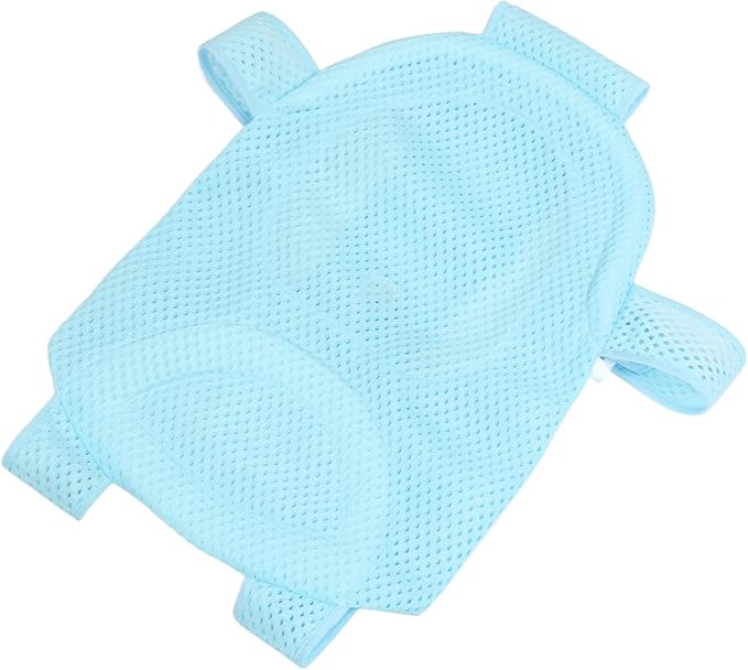 Baby Bath Seat Support Non Slip Universal Detachable Net Bathtub Sling Shower Mesh (Light Blue)