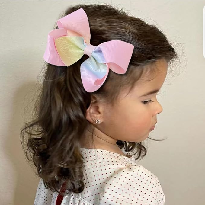 JIAHANG Baby Girls 4 Inch Grosgrain Ribbon Hair Bow Headband and Alligator Clips Set, Colorful Hair Bow Accessories for Children Toddler School Girls 4Pcs Gift Set (pink1)