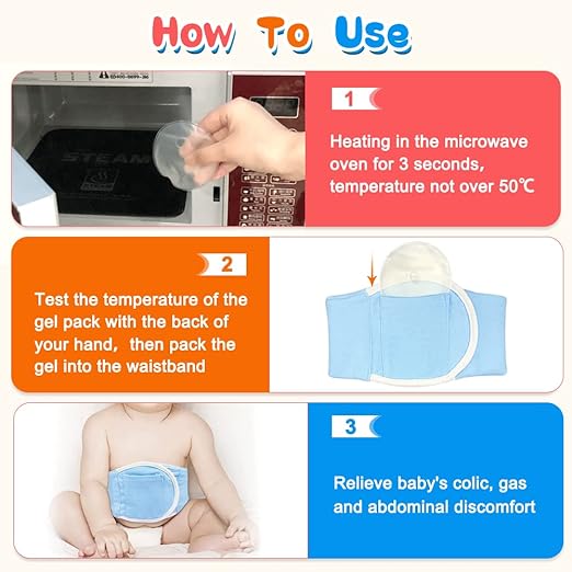 Mybow Baby Belly Band for Gas and Colic Relief Infant Gas Relief Heating Pad Newborns Heated Tummy Wrap Upset Stomach Relief Belly Band Colic Calm Soothe Belt Warmer Gifts for Toddlers
