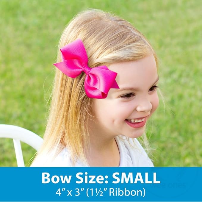 Wee Ones Girls 2 Pack Grosgrain Hair Bows with Plain Wrap Centre on a Wee Stay No Slip Clip, Small, Black