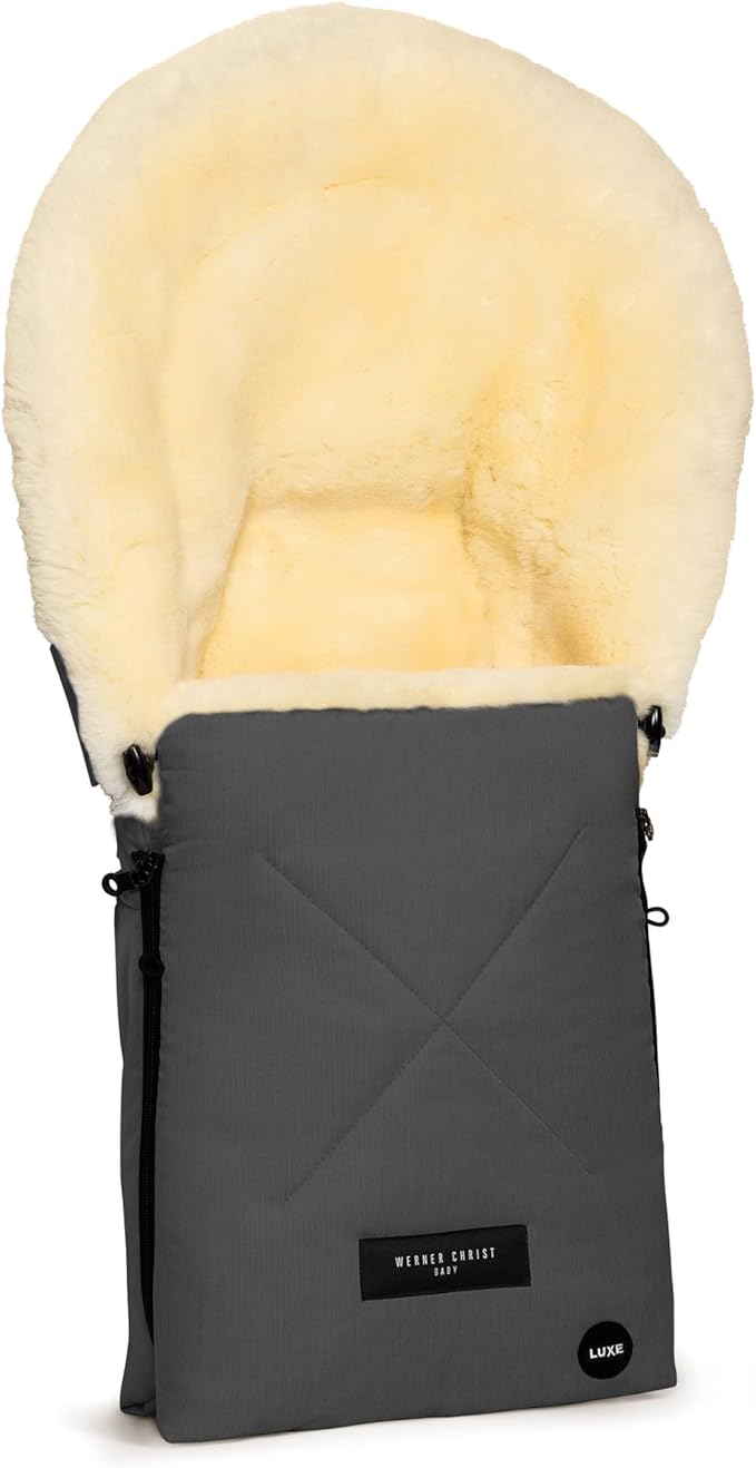 Werner Christ Baby Sheepskin footmuff Oslo Luxe for carrycot - Winter footmuff Made of Medical Fur (from 0 to 6 Months) for carrycot, Infant Carrier, Stroller