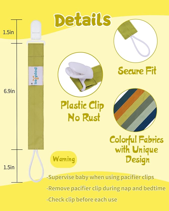 babygoal Neutral Pacifier Clips, 6 Pack Binky Paci Holder Leashes Fits for Most Baby Pacifiers and Binkies