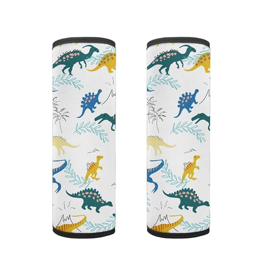 ENLACHIC Baby Car Seat Belt Cover, Cute Dinosaur Print Car Seat Shoulder Strap Pads, Infant Car Seat Cushion Safety Seatbelt Protector for Kids Boys Girls,Dinosaur Leaf