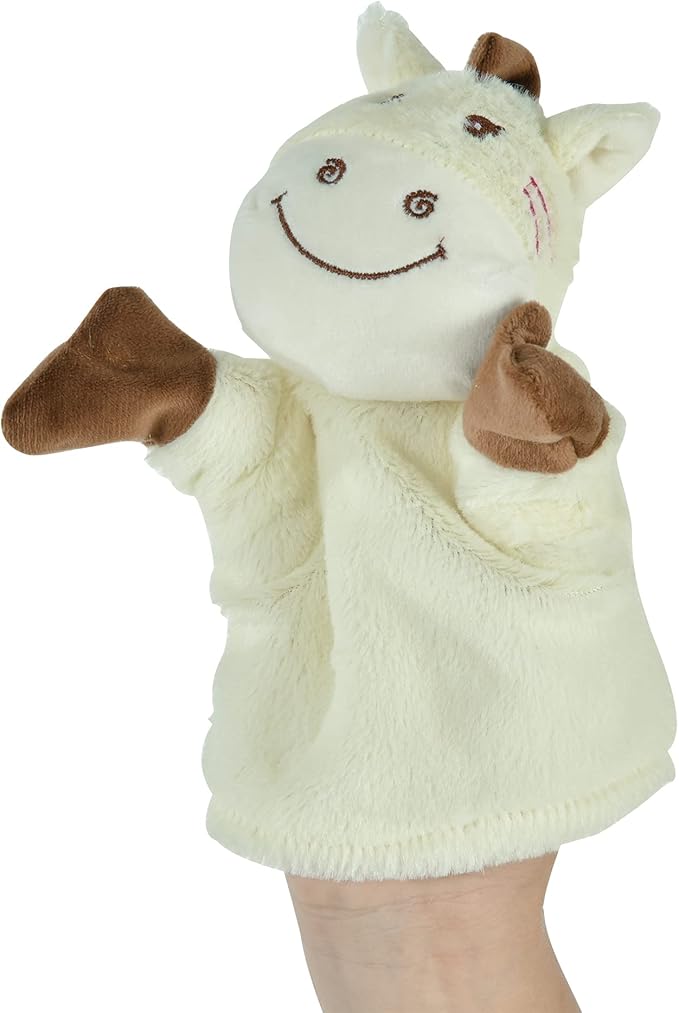 Qaba Kids Ride-On Rocking Horse Toy, Rocker with Lullaby Song, Hand Puppets & Soft Plush Fabric for Children 18-36 Months, Brown