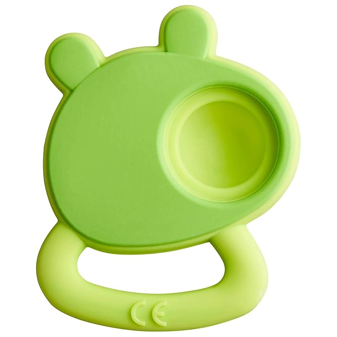 HABA Silicone Teethers for Babies 6-18 Months - Popping Frog Fidget Toy and Silicone Teether Ring and Grasping Toy for Safe Sensory Development - Dishwasher Safe Baby Essentials