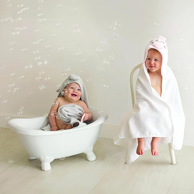 Stephan Baby Hooded Towel - 100% Cotton with Fun Animal Design for Infants and Toddlers, 31" Square, Elephant Pink