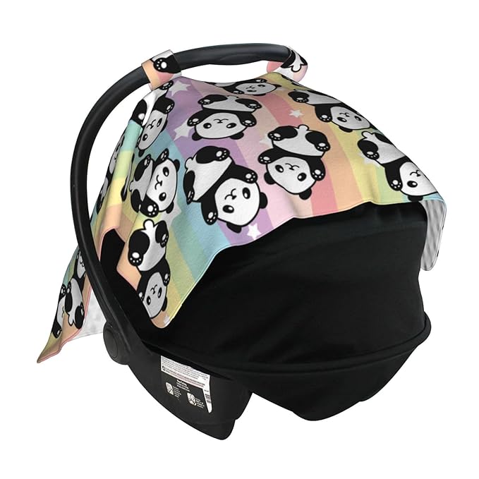 Panda Baby Car Seat Canopy Cover 39x27.5 Inches Multi Use Nursing Cover for Newborn Car Seat Canopy Mom Nursing Breastfeeding Covers Newborn Shower Gifts
