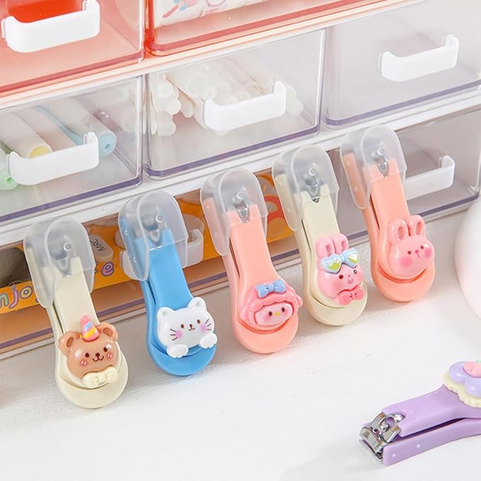 10Pcs Cute Cartoon Nail Clippers Kids Nail Clippers Portable Nail Scissors for Kids Women Men(Random Color)