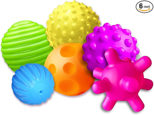 Baby Sensory Balls, Soft Textured Multi Ball Set 6 Pack, Colorful & Bright Infant Sensory Toys for 6-12 Months, Montessori Grasping Balls for Toddlers 1-3, 1st Birthday Gift