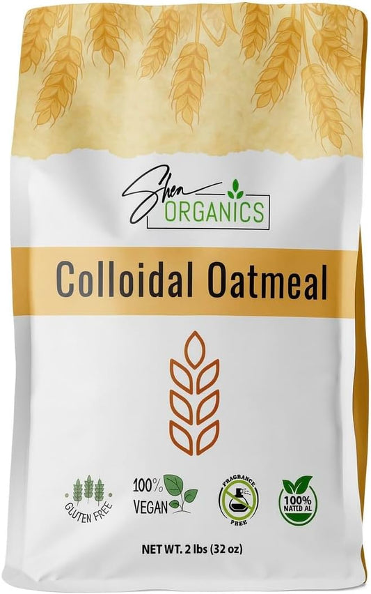 Shea Organics Colloidal Oatmeal Powder | Gentle Soothing Bath Treatment for Sensitive Skin | Natural Oat Bath for Babies & Adults | Ideal for DIY Skincare & Soap Making | 32 oz Pack of 1