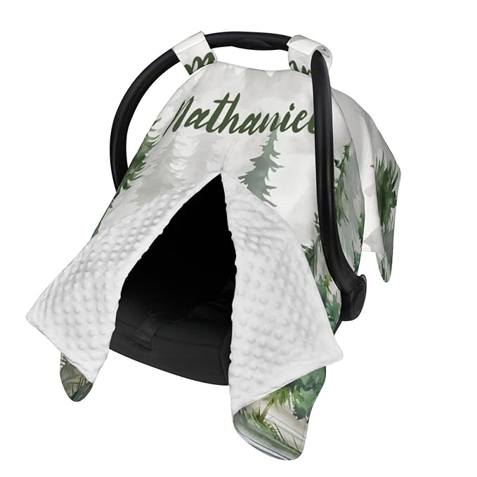 Mountain Custom Name Baby Car Seat Cover – Personalized Nursing Cover for Breastfeeding, Stroller Canopy, Privacy Infant Carseat Canopy, Soft Breathable Newborn Blanket for Boys Girls